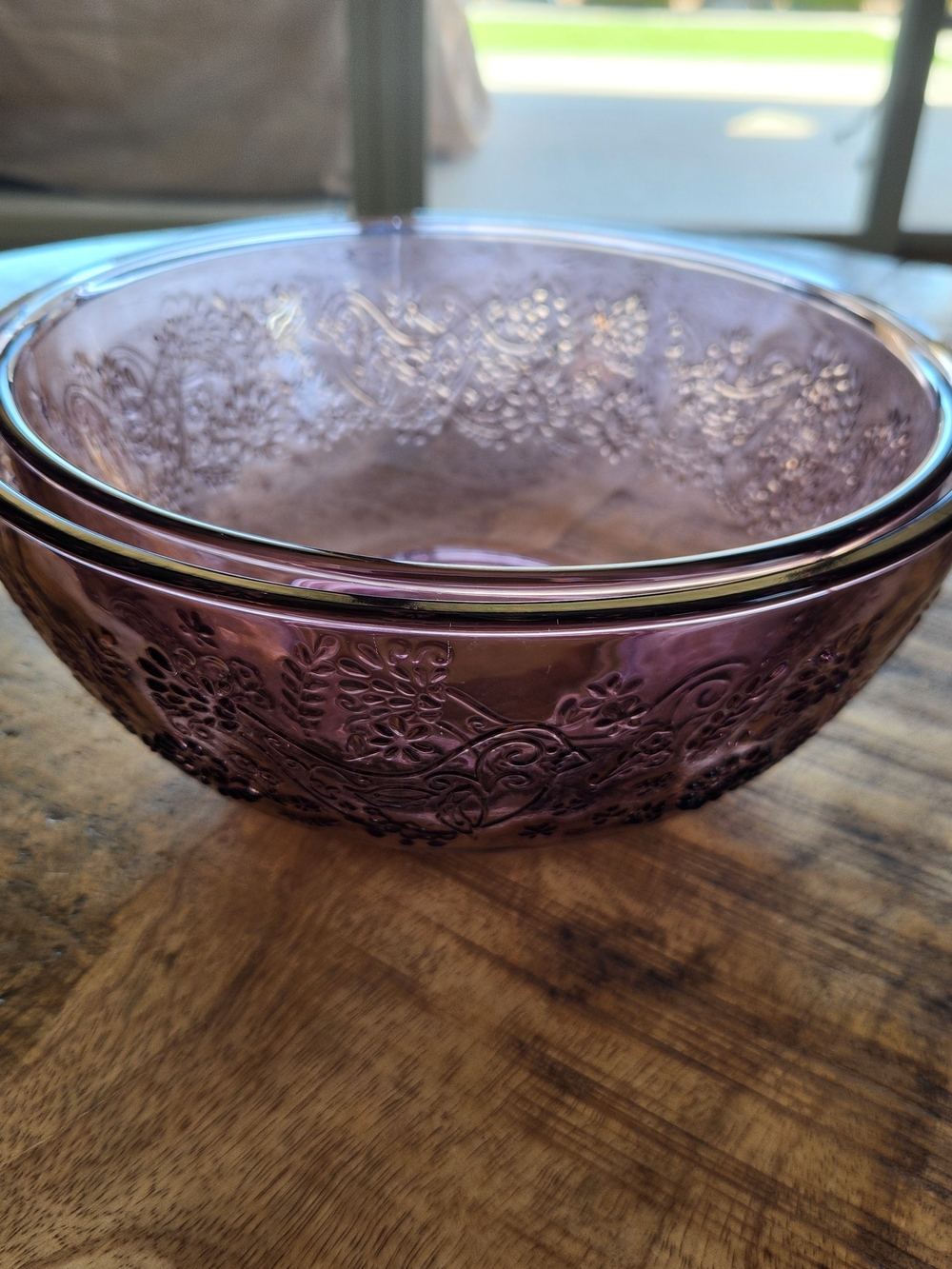 The Pioneer Woman Mazie Rose/Purple Large/Medium Glass Prep Bowls - Picture 11 of 12
